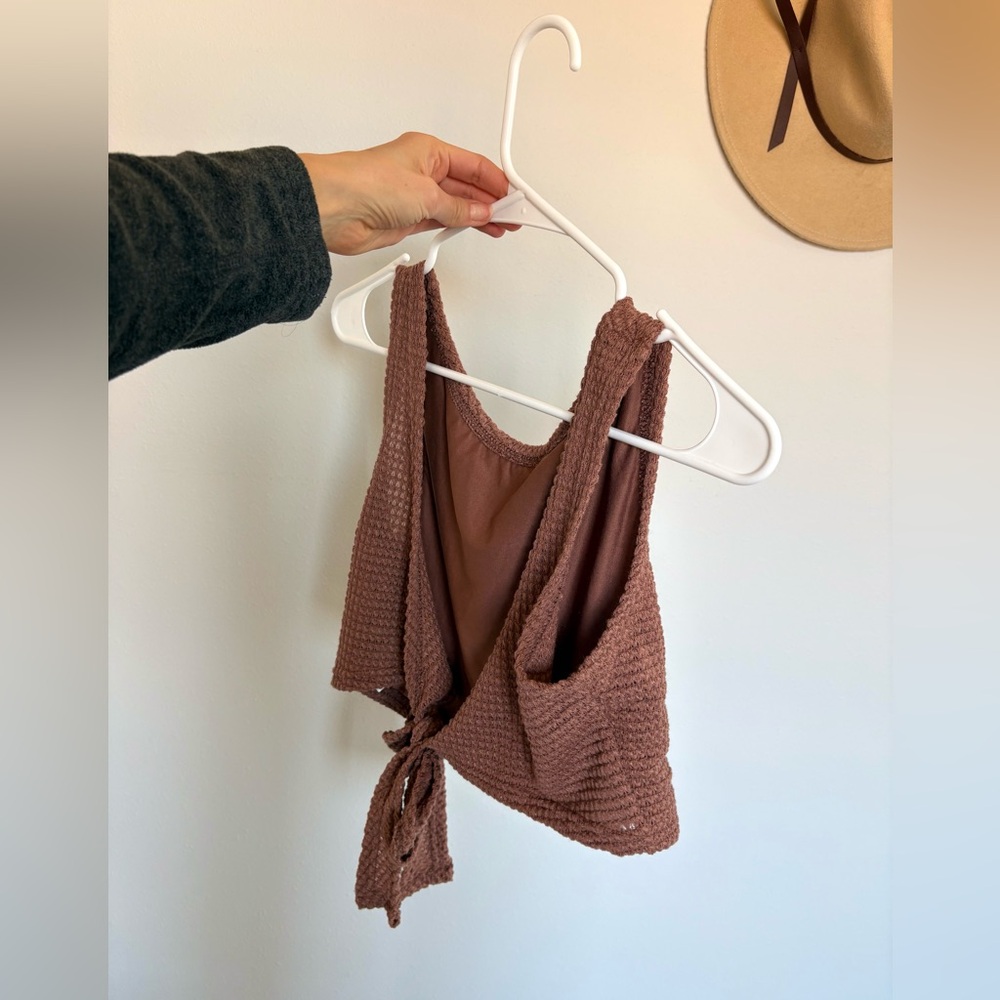 SHEIN Brown Textured Crop Top